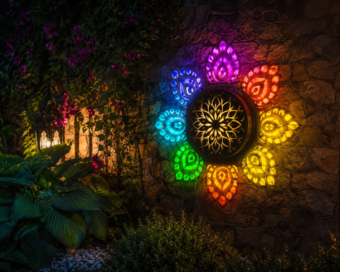Solar Mandala Garden Light — Outdoor Decorative Wall Lamp